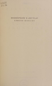 Front cover of Shakespeares Edmund Ironside by Eric Sams