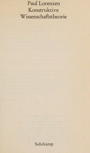 Front cover of Konstruktive Wissenschaftstheorie by Paul Lorenzen
