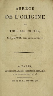 Cover of Abrege de l'Origine de tous les cultes by Dupuis