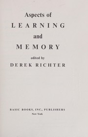 Cover of Aspects of learning and memory by Derek Richter