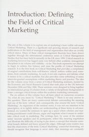Cover of Critical marketing by Michael Saren