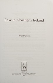 Cover of Law in Northern Ireland by Brice Dickson