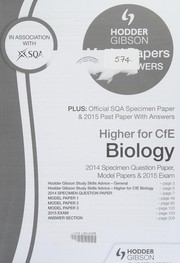 Cover of Higher Biology 2015/16 SQA Specimen, Past and Hodder Gibson Model Papers by SQA Past Papers Staff
