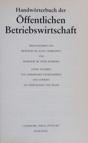 Front cover of Handwörterbuch der Öffentlichen Betriebswirtschaft by Klaus Chmielewicz