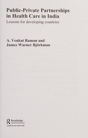 Front cover of Public-private partnerships in health care in India by A. Venkat Raman