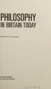 Cover of Philosophy in Britain today by Stuart Shanker