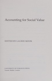 Cover of Accounting for Social Value by Laurie Mook