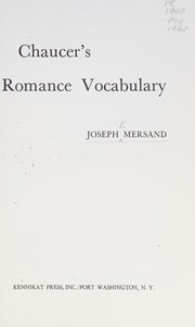 Front cover of Chaucer's Romance vocabulary by Joseph E. Mersand