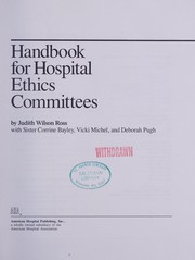 Front cover of Handbook for hospital ethics committees by Judith Wilson Ross