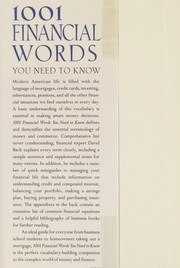 Front cover of 1001 financial words you need to know by David Bach