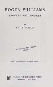 Front cover of Roger Williams, prophet and pioneer by Emily Easton