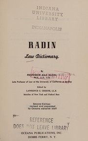 Cover of Law dictionary by Max Radin