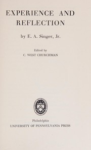 Cover of Experience and reflection by Edgar Arthur Singer