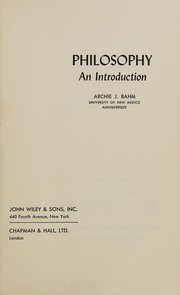 Cover of Philosophy by Archie J. Bahm