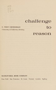 Cover of Challenge to reason by C. West Churchman