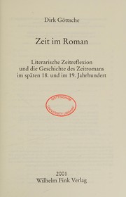 Cover of Zeit im Roman by Dirk Göttsche