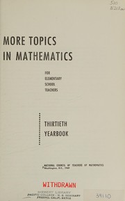 Cover of Topics in mathematics for elementary school teachers by National Council of Teachers of Mathematics.
