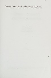 Front cover of Česko-anglický právnický slovník by Jana Oherová