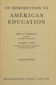 Front cover of An introduction to American education by John Thomas Wahlquist