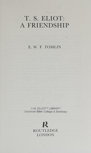 Cover of T.S. Eliot by Tomlin, E. W. F.