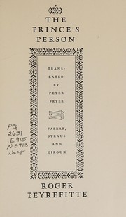 Cover of Nature du prince by Roger Peyrefitte