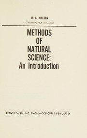 Front cover of Methods of natural science by Harry A. Nielsen
