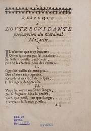 Front cover of Responce a l'ovtrecvidante presomption dv cardinal Mazarin by Unknown