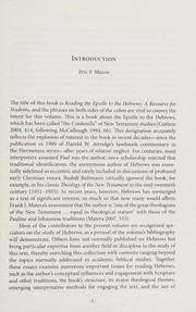 Front cover of Reading the Epistle to the Hebrews by Eric Farrel Mason
