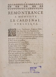 Front cover of Remontrance a monsievr le cardinal by Unknown