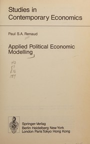 Front cover of Applied political economic modelling by Paul S. A. Renaud