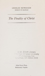 Cover of The finality of Christ by Lesslie Newbigin