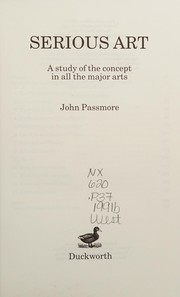 Cover of Serious art by John Passmore