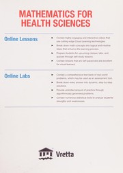 Cover of Mathematics for health sciences by Irene Lee