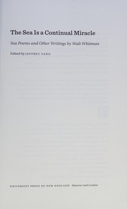 Cover of Sea Is a Continual Miracle by Walt Whitman
