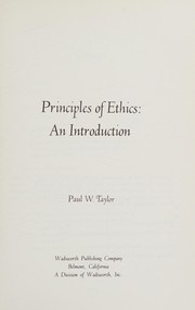 Front cover of Principles of ethics by Paul W. Taylor