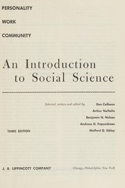 Front cover of An introduction to social science by Donald W. Calhoun