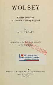 Cover of Wolsey by A. F. Pollard