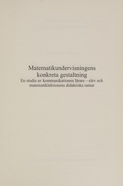 Front cover of Matematikundervisningens konkreta gestaltning by Madeleine Löwing