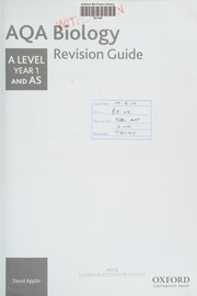 Front cover of AQA a Level Biology Year 1 Revision Guide by David Applin