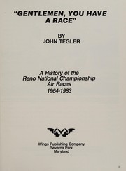 Front cover of "Gentlemen, You Have a Race" by John Tegler