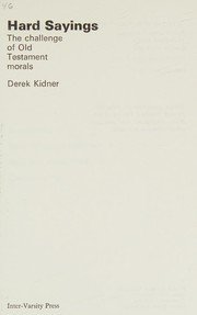 Cover of Hard Sayings by Derek Kidner