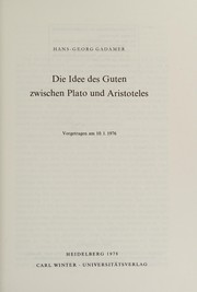 Cover of Die Idee des Guten zwischen Plato und Aristoteles by Hans-Georg Gadamer