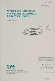 Cover of Applied econometrics for health economists by Andrew M. Jones