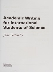Front cover of Academic Writing for International Students of Science by Jane Bottomley