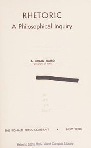 Cover of Rhetoric by Albert Craig Baird