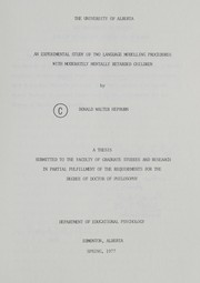 Front cover of An experimental study of two language modelling procedures with moderately mentally retarded children by Donald Walter Hepburn