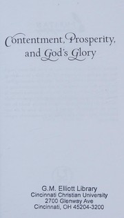 Front cover of Contentment, prosperity, and God's glory by Jeremiah Burroughs