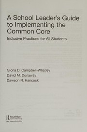 Front cover of School Leader's Guide to Implementing the Common Core by Gloria Campbell-Whatley