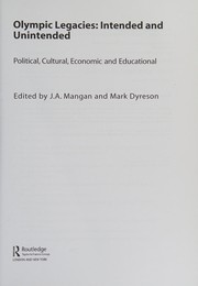 Cover of Olympic Legacies : Intended and Unintended by J. A. Mangan