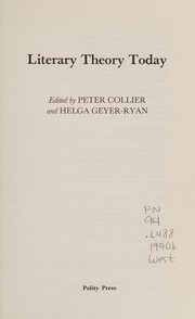 Front cover of Literary theory today by Peter Collier